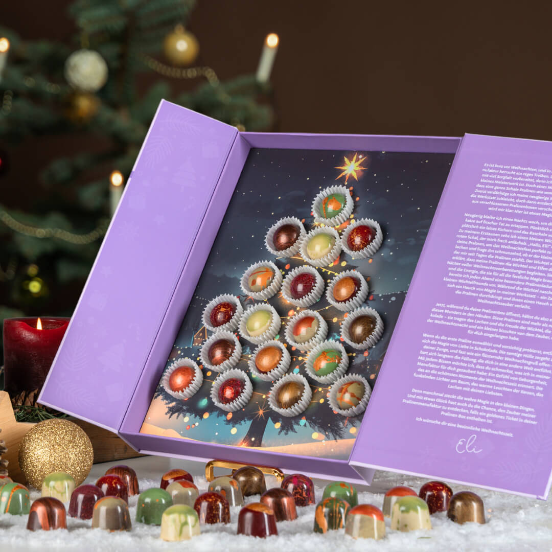 Vegane Pralinen, Geschenkbox, Weihnachten, Eli Pralinen
